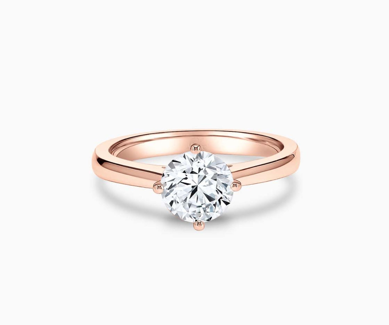 Timeless rose gold solitaire diamond ring with a classic straight plain band, designed for everyday elegance and lifelong wear