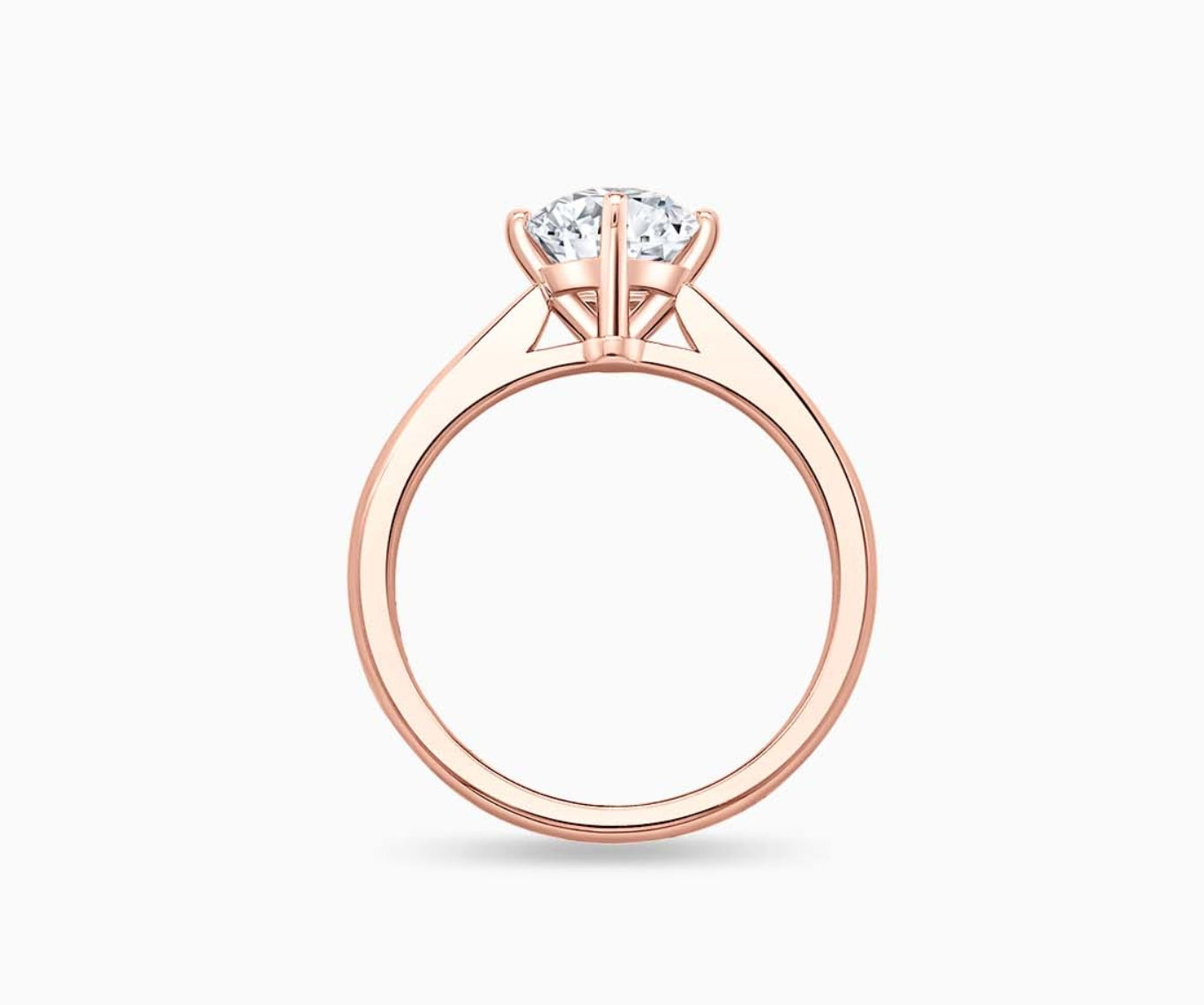 Timeless rose gold solitaire diamond ring with a classic straight plain band, designed for everyday elegance and lifelong wear