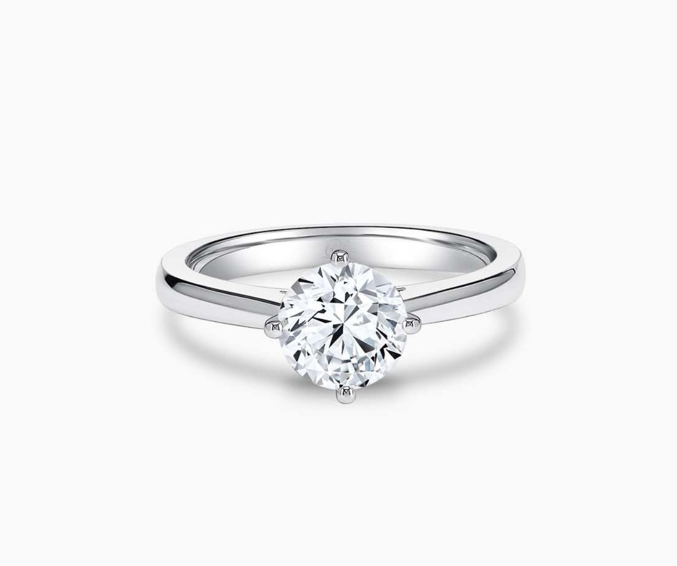 classic diamond rings solitaire with Straight Plain white gold Band