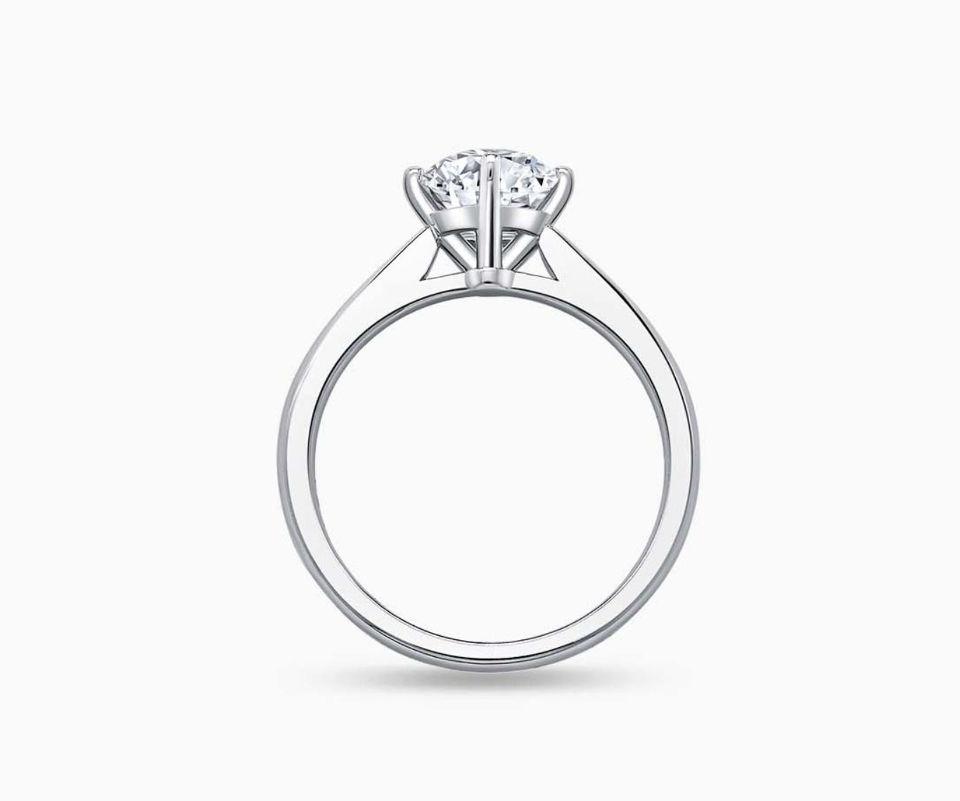 classic diamond rings solitaire with Straight Plain white gold Band