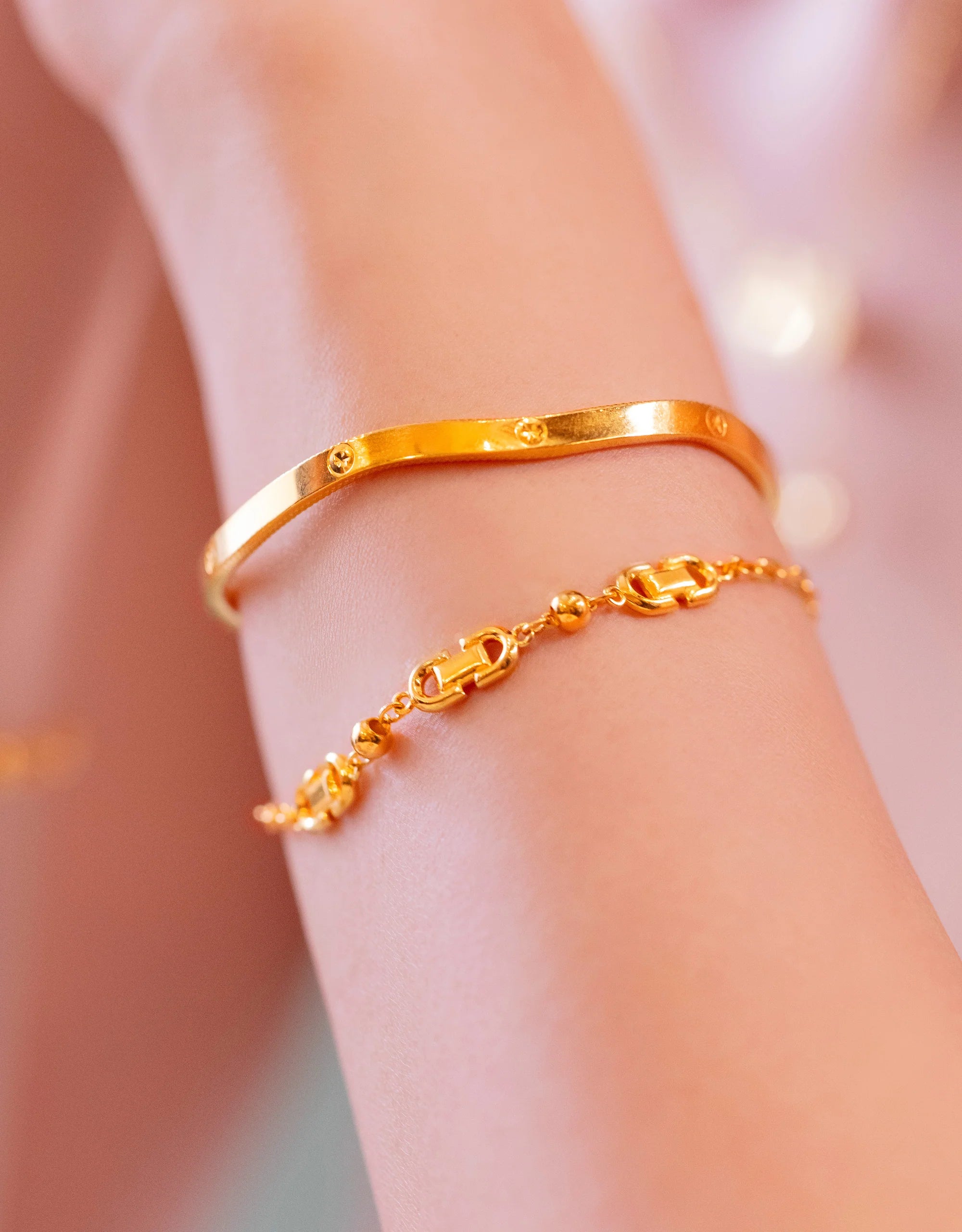 LVC 9IN Triple Chain 999 Gold Bracelet