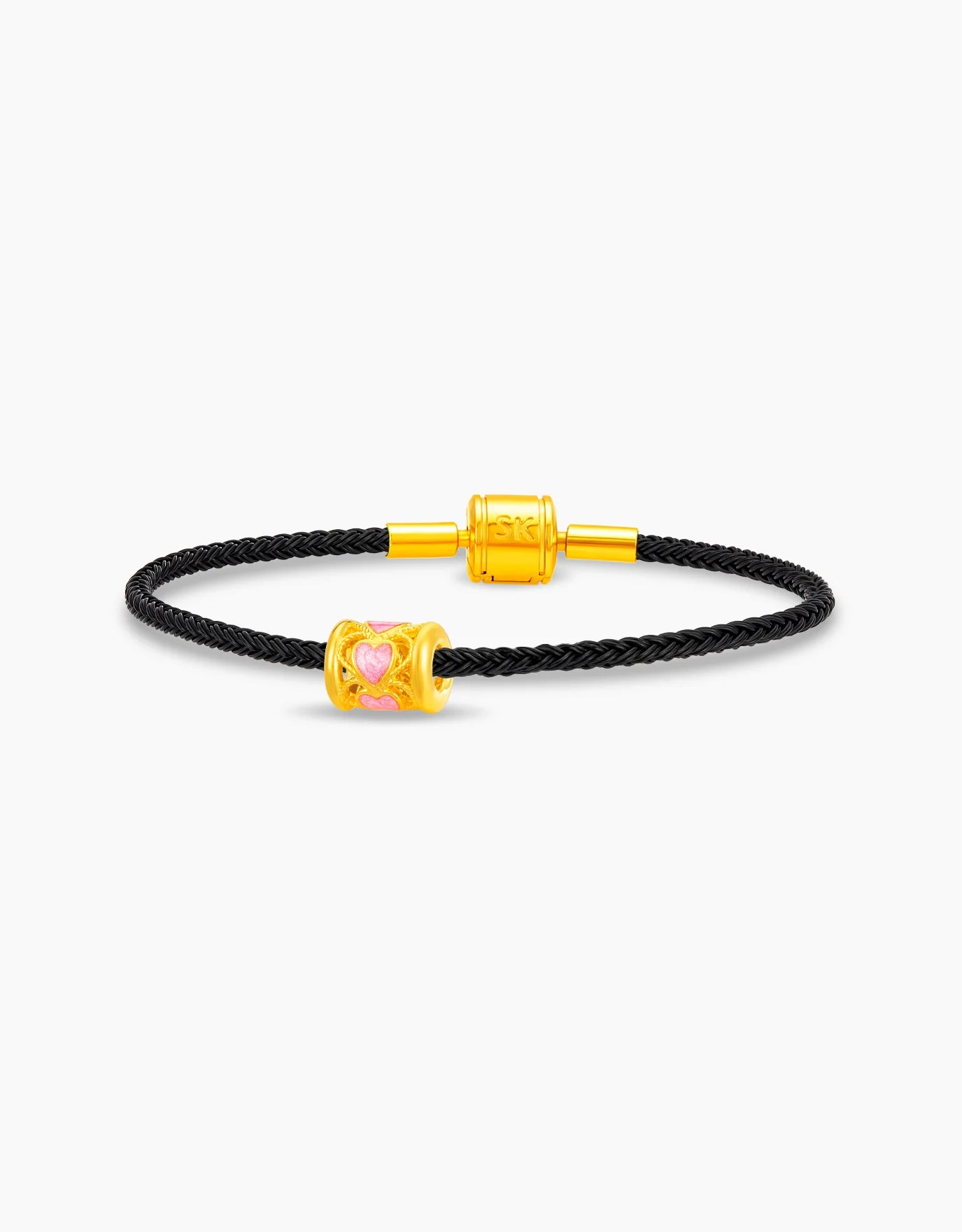 LVC 9IN Pink Hearts Barrel 999 Gold Charm