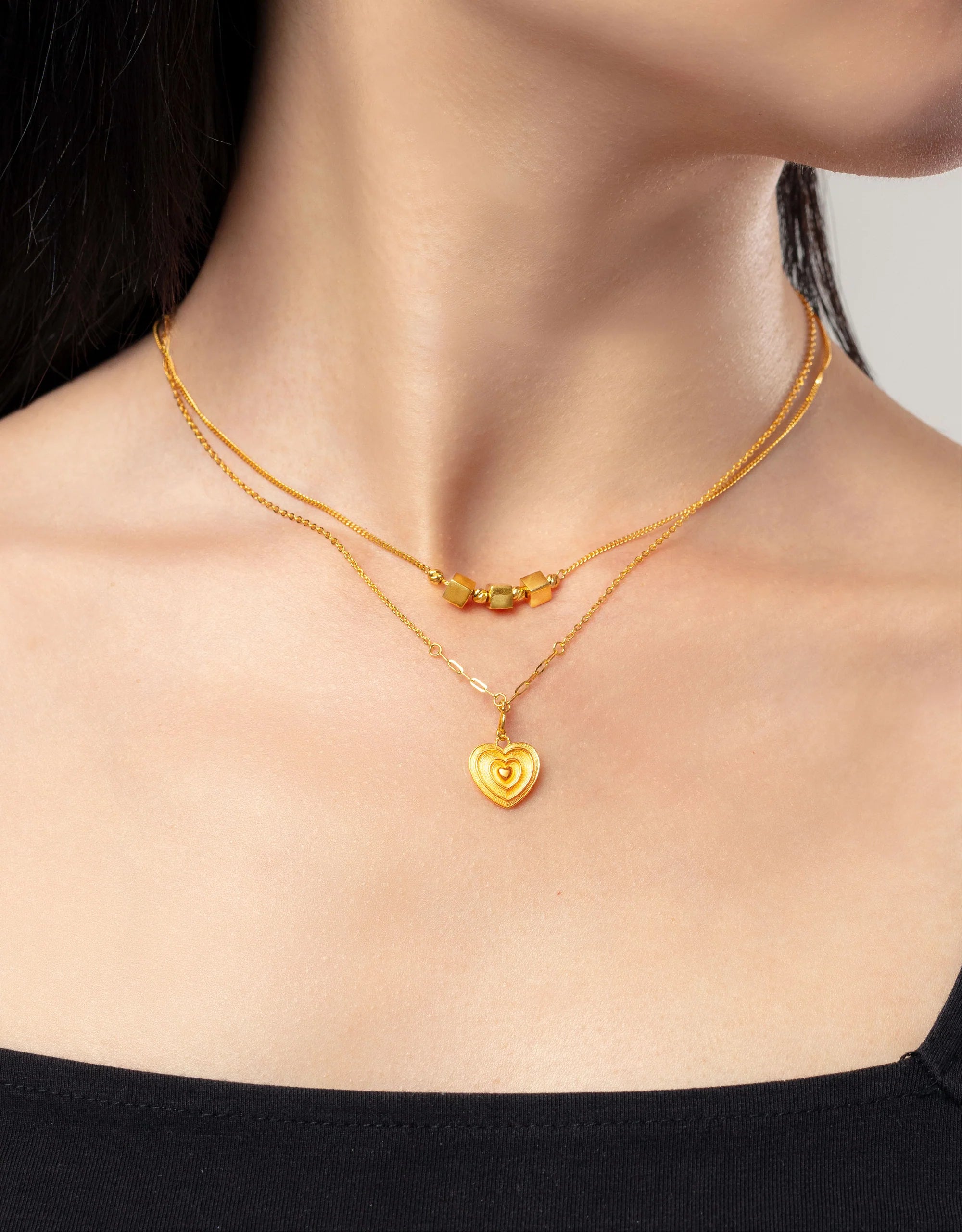 LVC 9IN Cubique 999 Gold Necklace