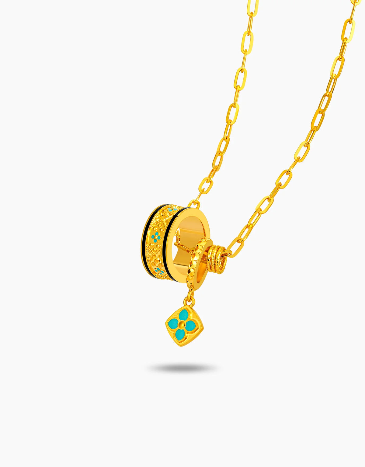 LVC 9IN Clover Aura 999 Gold Necklace