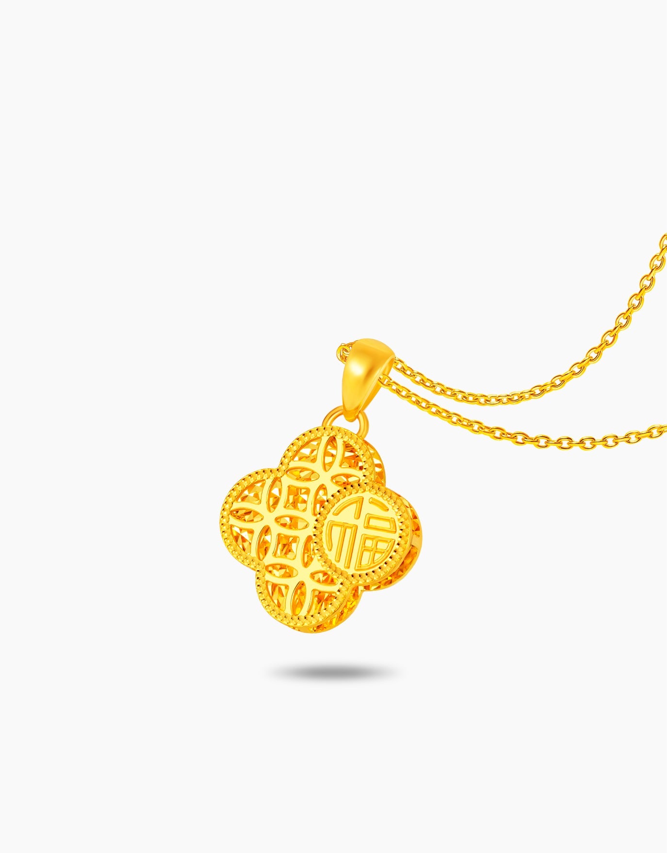 四叶福缘黄金999吊坠