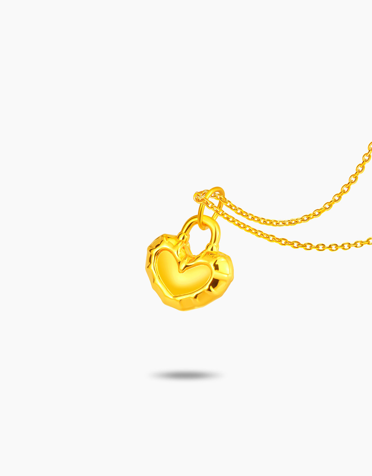 LVC 9IN Golden Heart Lock 999 Pure Gold Pendant