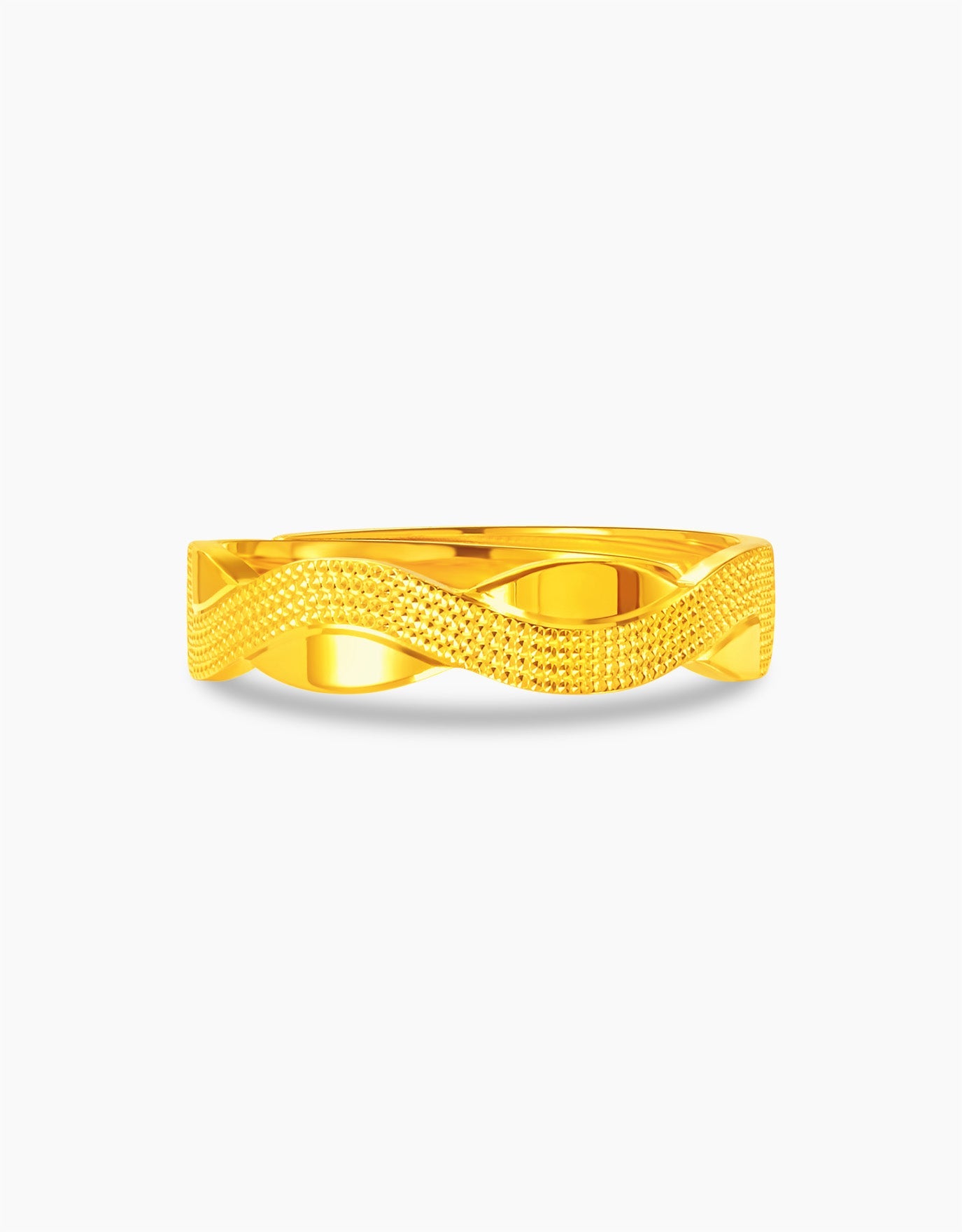 cincin merisik LVC wedding ring in 999 gold with two different textures of the brand in a wave like design