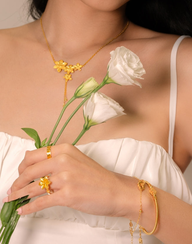 LVC 9in bridal jewellery set with 999 gold necklace, bracelets and ring